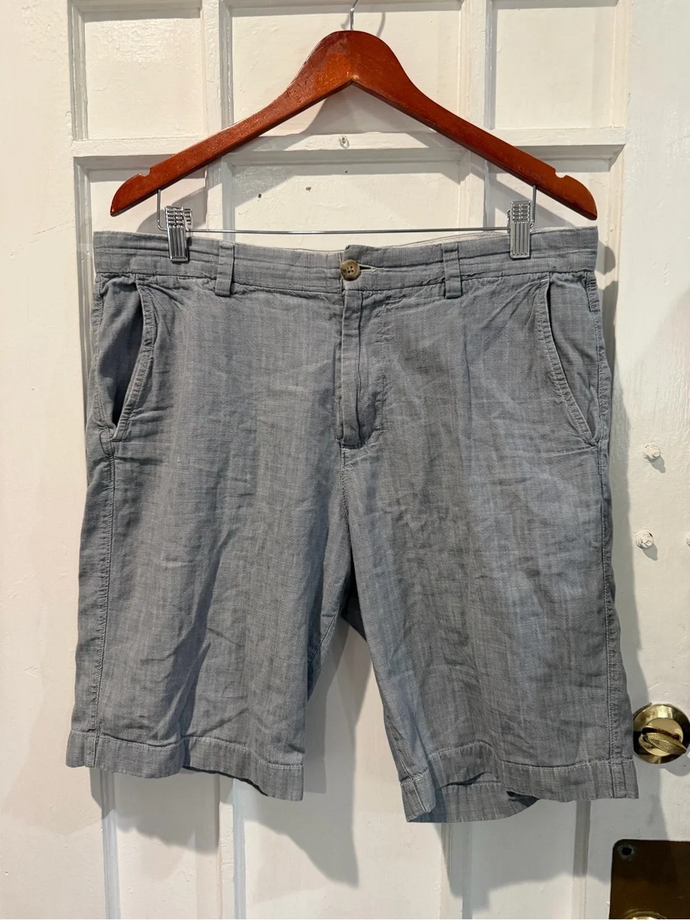 J. Crew Men's Light Gray Linen-Blend Flat Front Shorts